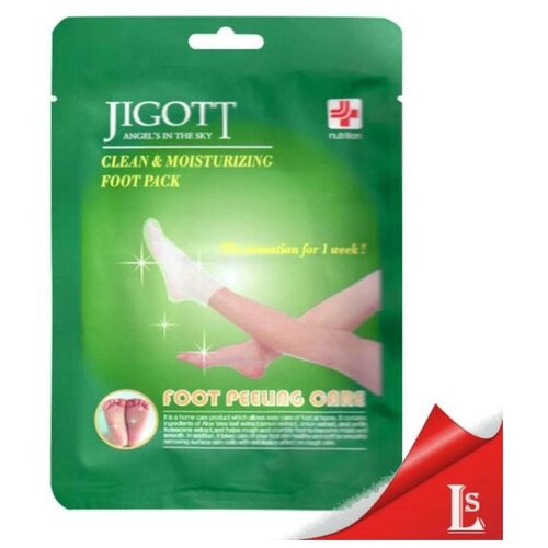 Jigott Отшелушивающие пилинг-носочки / Clean & Moisturizing Foot Pack, 1 пара.