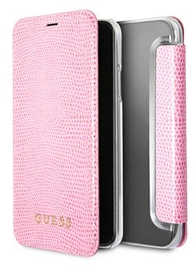 Чехол Guess Python Booktype для iPhone X/XS, розовый
