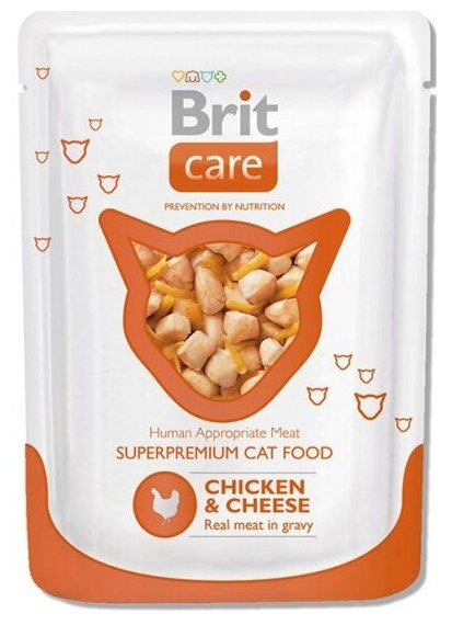 Корм влажный Brit Care для кошек Chicken&Cheese Курица и сыр, 24шт*80г