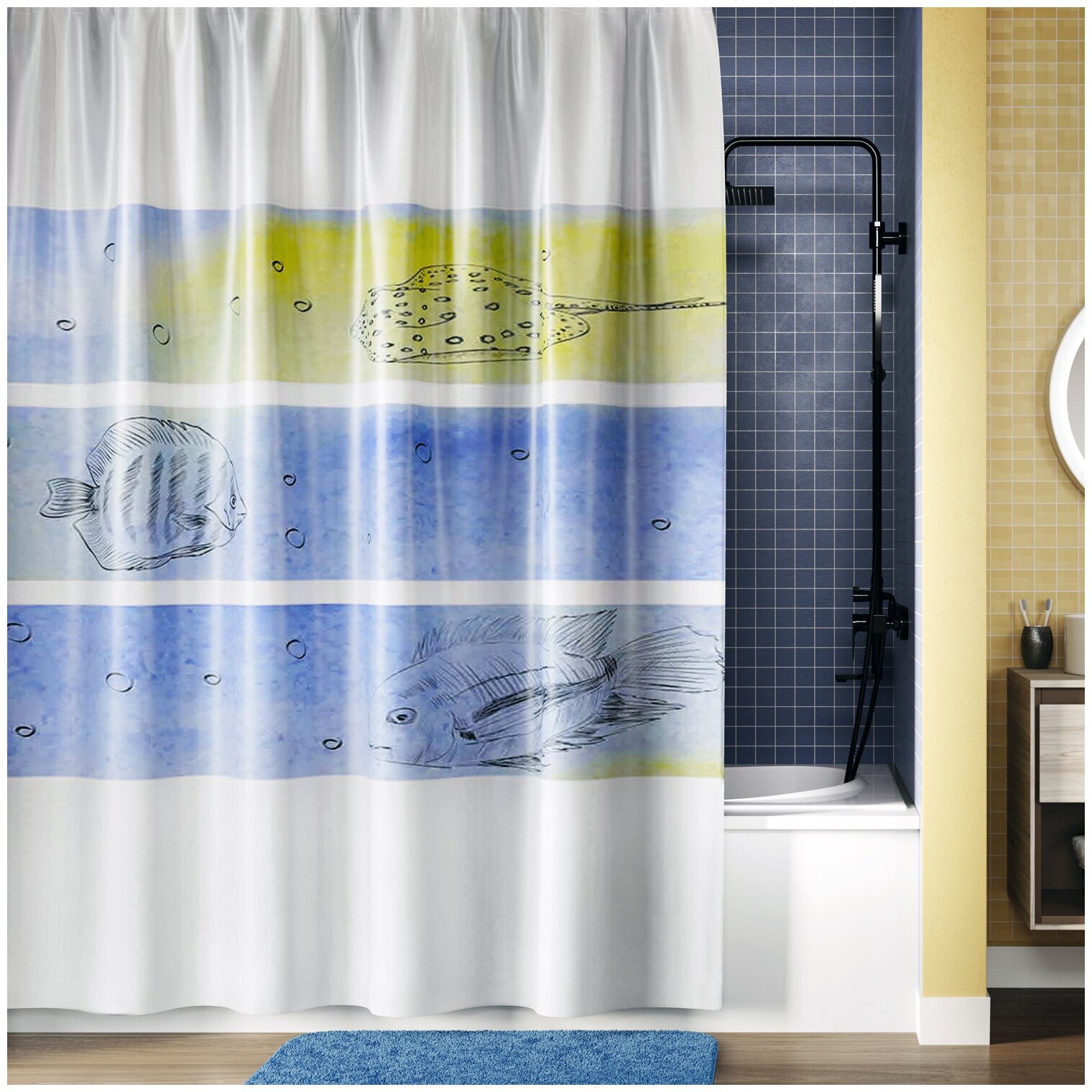 Шторка для ванной размер 180*200 см WasserKRAFT Inn SC-43101