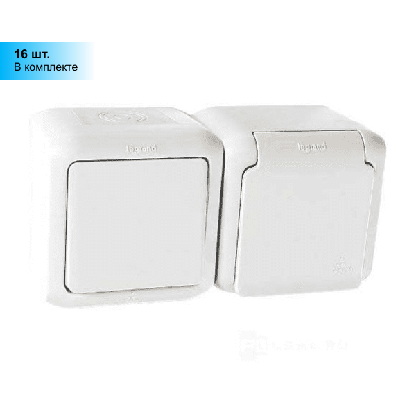 Выключатель с розеткой LEGRAND Quteo одноклавишный IP44 белый - фото №9