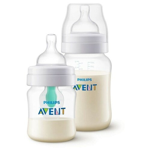 фото Набор бутылочек 2 шт.: 125 мл. с клапаном airfree + 260 мл. classic+ philips avent