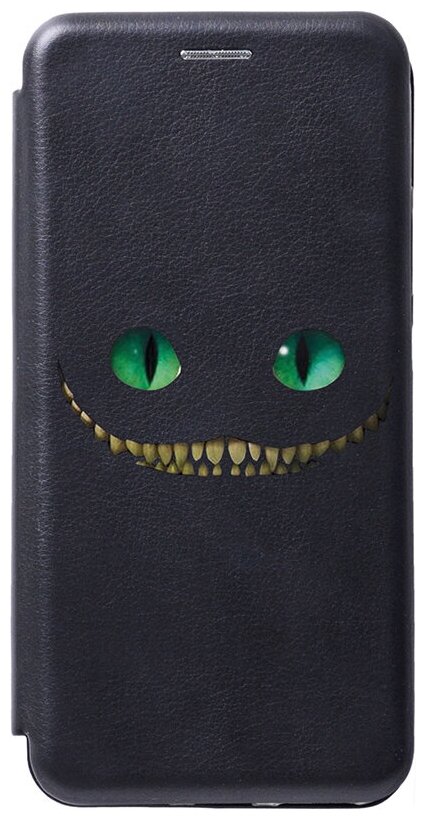 Чехол-книжка на Samsung Galaxy A23 4G, Самсунг А23 4Г с 3D принтом "Cheshire Cat" черный