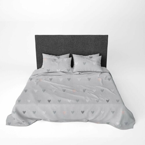 1522ПРС/С. Сердца Простыня 150*220,1,5 спальная из сатина 100% хлопок