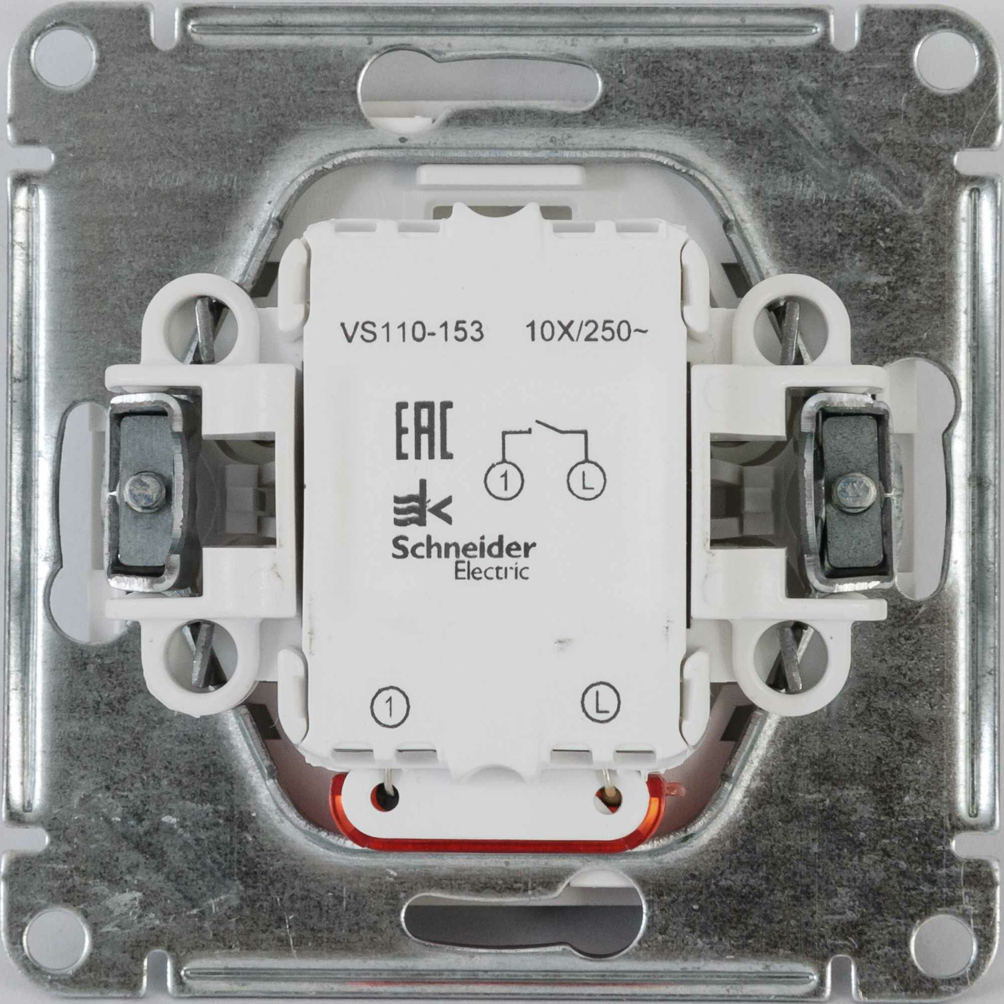 Выключатель встраиваемый Schneider Electric W59 Deco 1 клавиша с подсветкой, цвет платина - фото №2