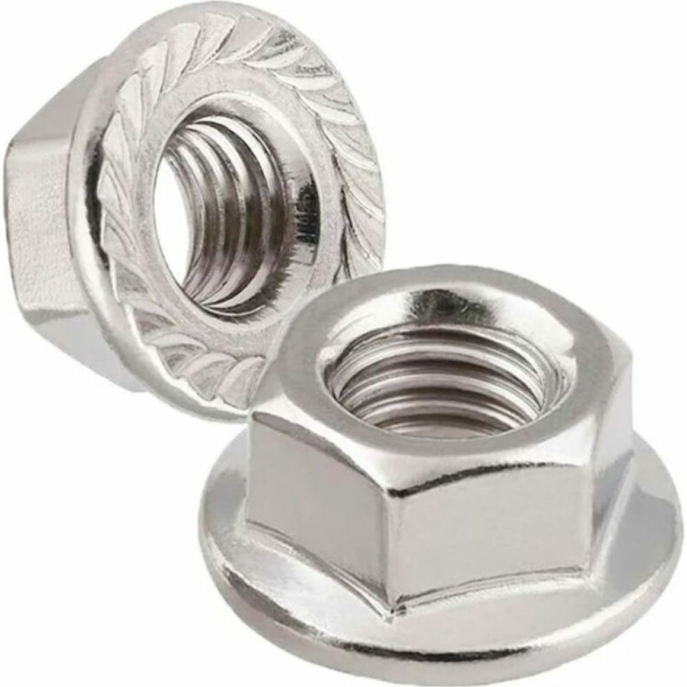 Шестигранная гайка с фланцем и насечками Insparion DIN 6923 нерж. А2 M8 10шт ЕВ-00000103