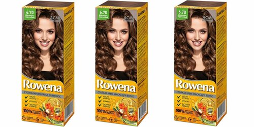 Стойкая крем-краска для волос Rowena, тон 6.70 шоколадно-коричневый, 115 мл, 3 шт.