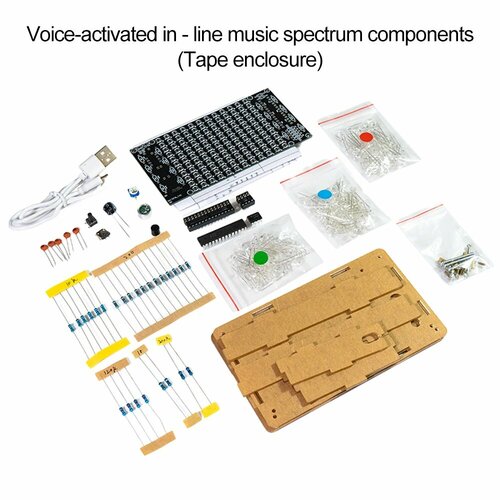 DIY Soldering Kit Spectrum USB Sound Activated LED Speaker diymore with shell 1062₽
