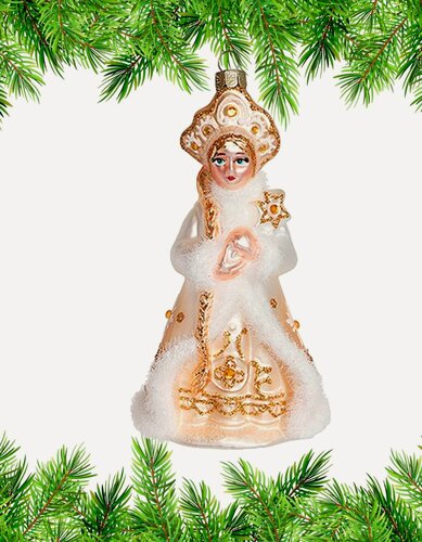 Изображение товара Игрушка на елку Снегурочка в золотой шубке 15.5см