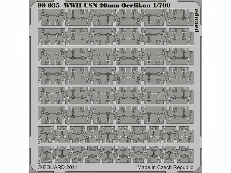 Фототравление USN 20 мм Oerlikon WWII. Масштаб 1:700