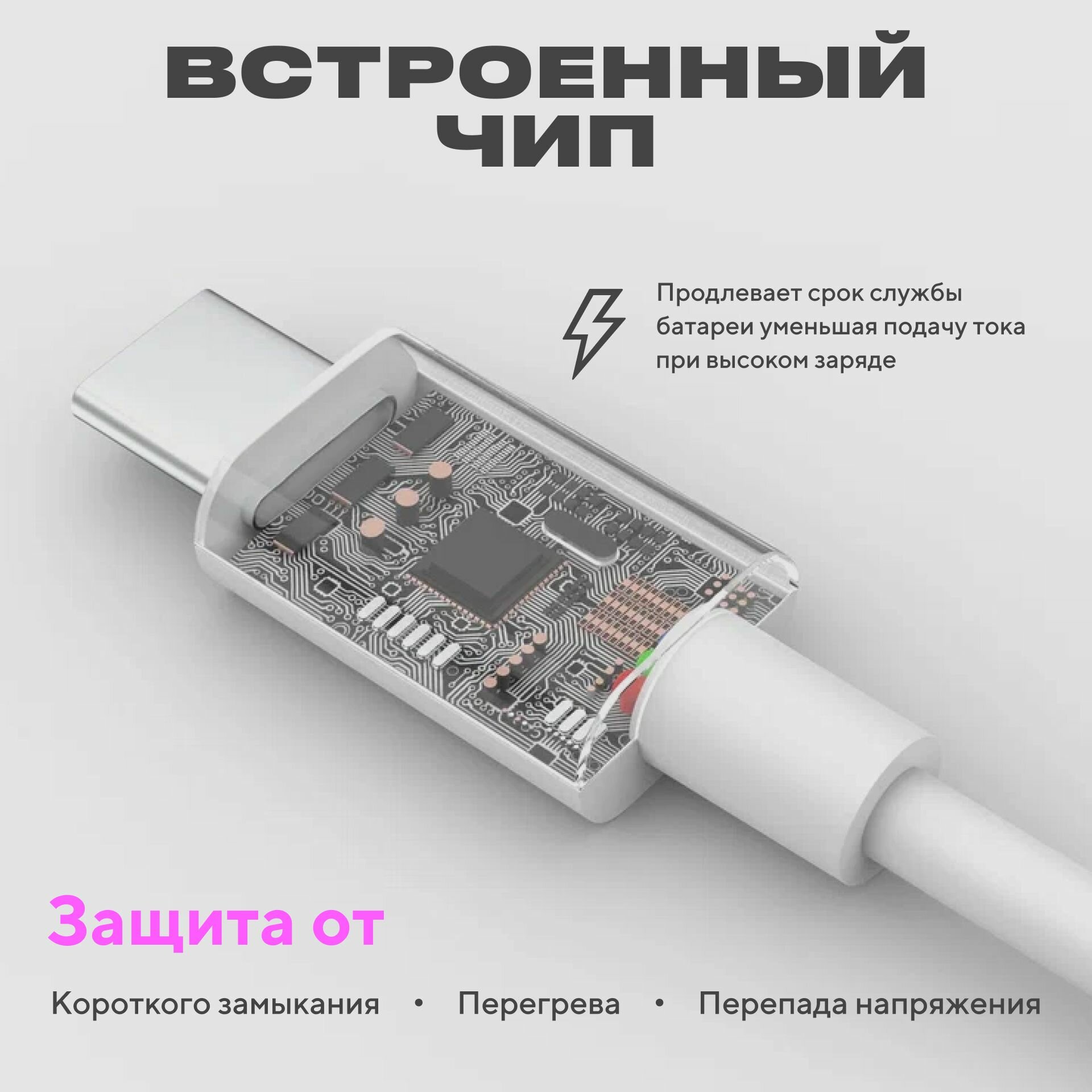 Кабель Type-C - Type-C / 2 метра, 100W / быстрая зарядка для телефона — фото 1