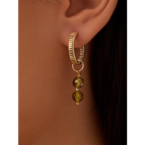 Серьги конго MOON SOUL, жемчуг культивированный, стекло, размер 20 мм, золотой