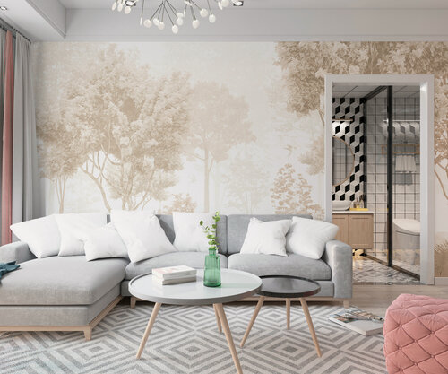 Изображение товара Мраморные фотообои "Рассветный лес" полотно №2; 1420х2850 ; 4,047 кв. м.