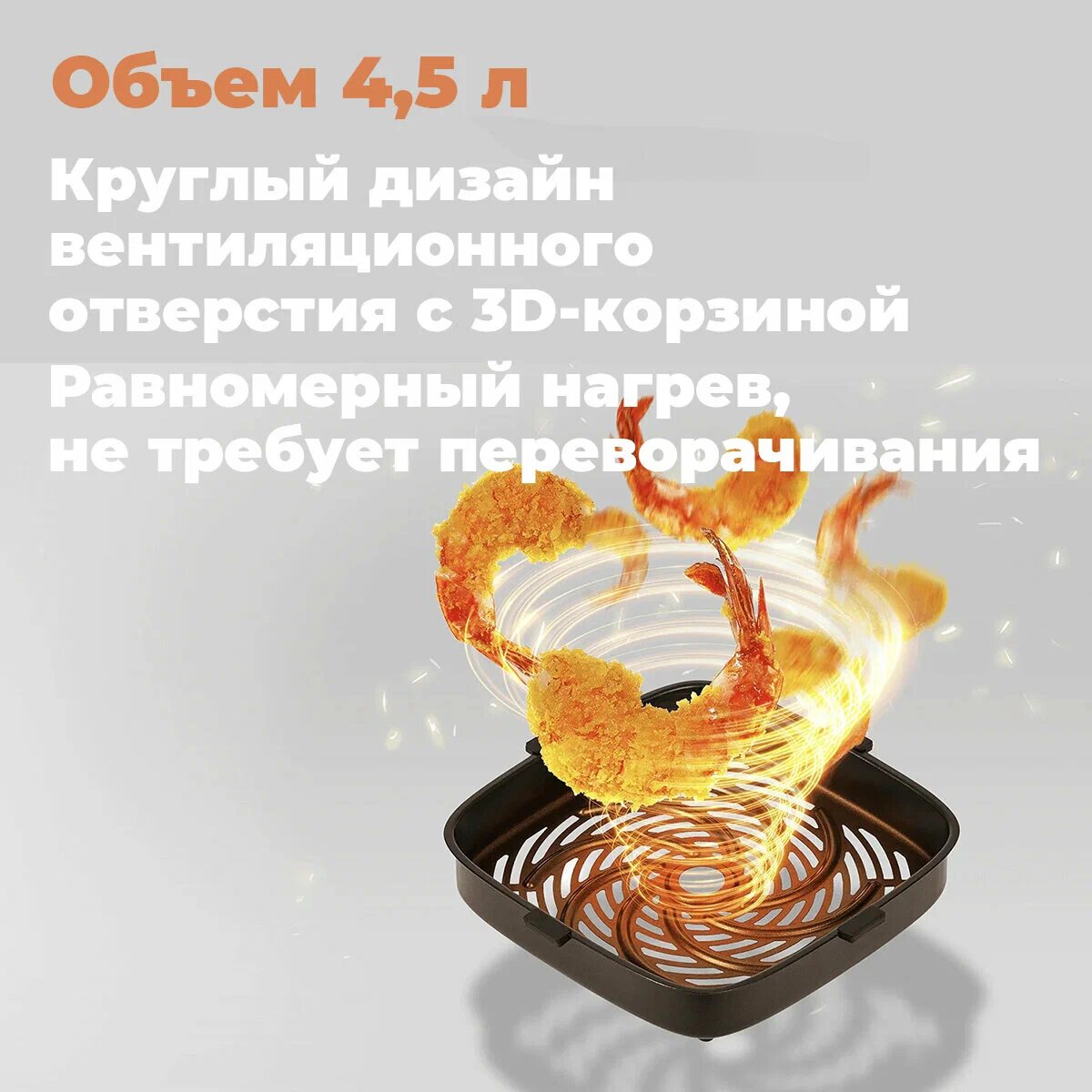 Аэрогриль Xiaomi Mijia Smart Air Fryer 4.5 литра L MAF14, BHR8234EU, русский язык, Цвет: Белый — фото 1