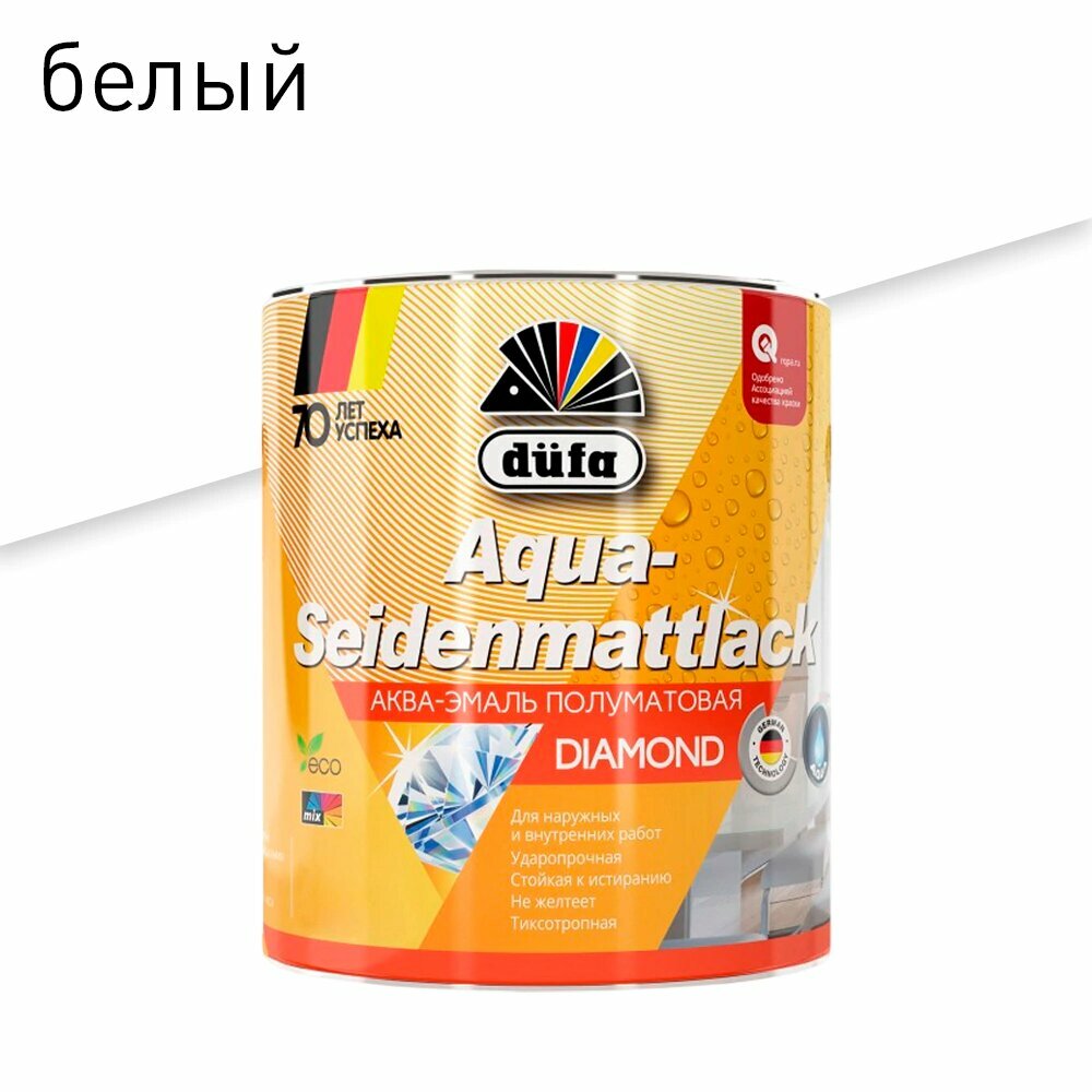 Аква-эмаль dufa Aqua-Seidenmattlack полуматовая белая (база 1) 2 л