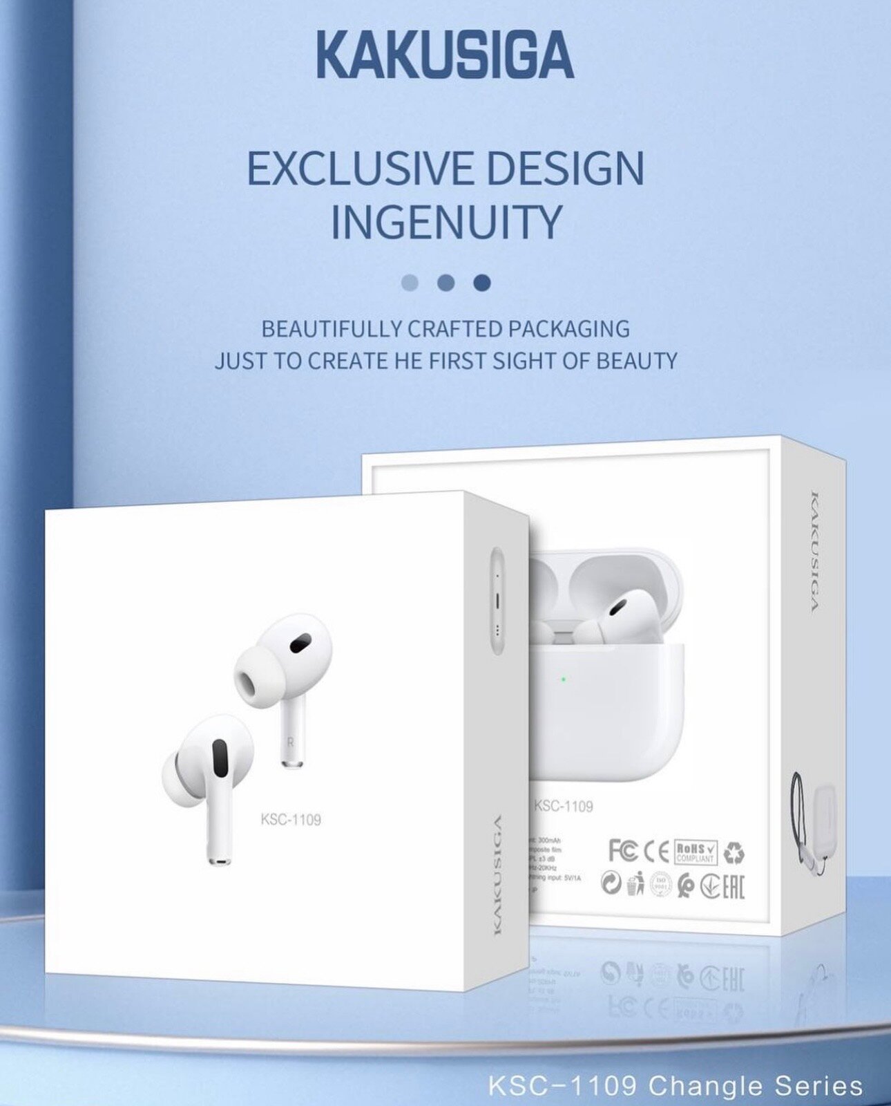 Наушники беспроводные kakusiga KSC-1109, Bluetooth 5.3, с крючком, белые