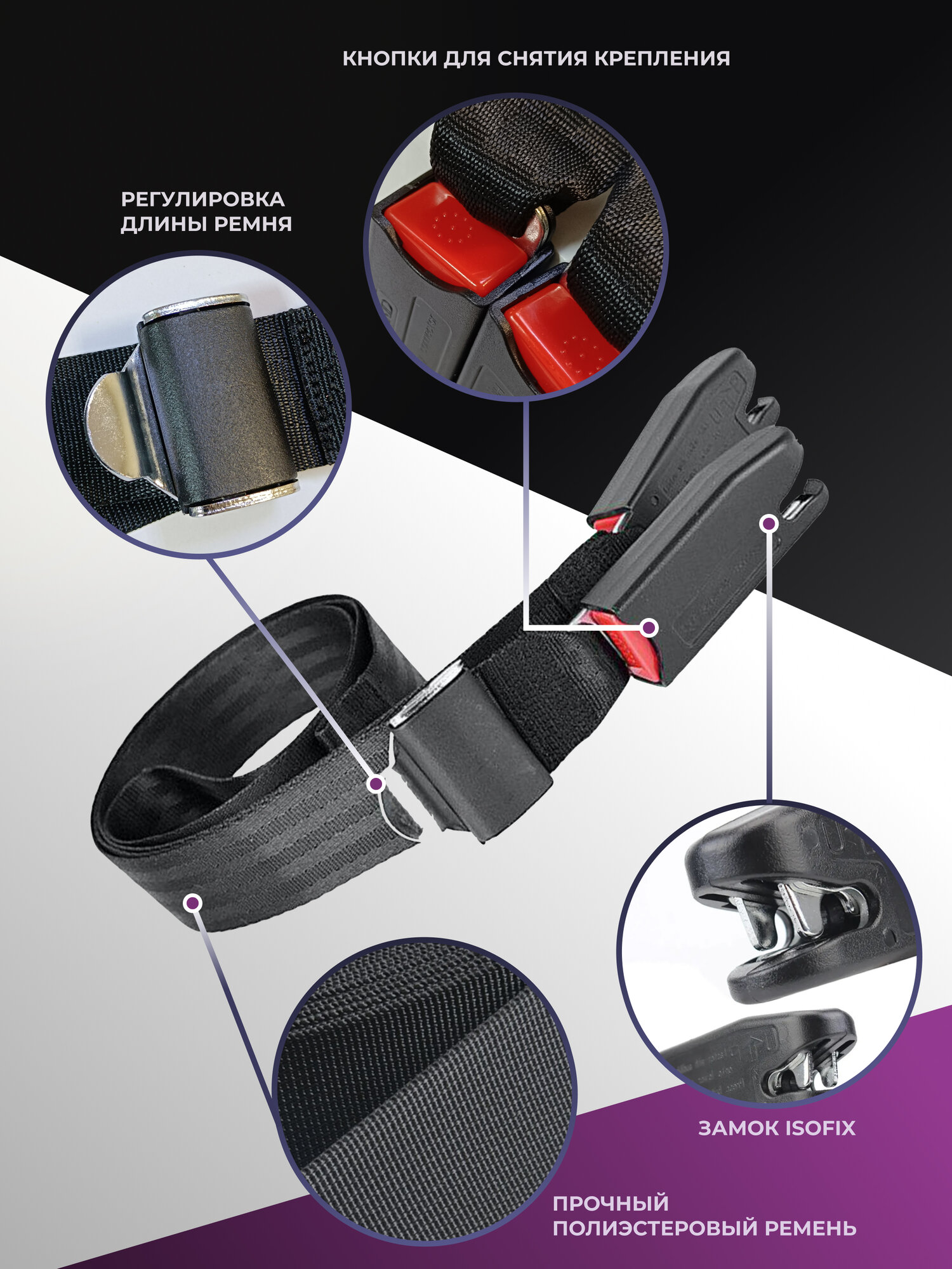 Крепление автокресла Kenga ISOFIX, для авто без штатного крепления, чёрное — фото 1