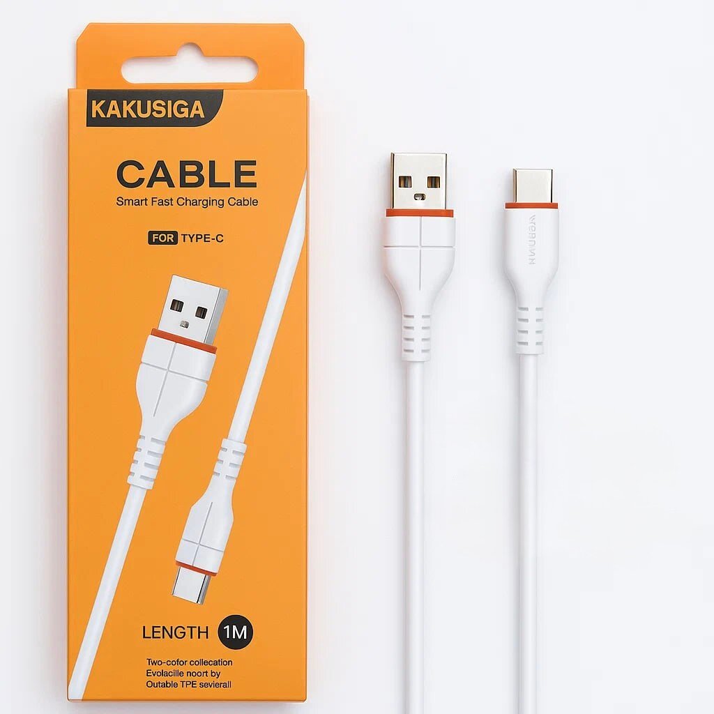 Кабель KAKUSIGA Smart Fast Charging, для быстрой зарядки, USB Type-C, 1м