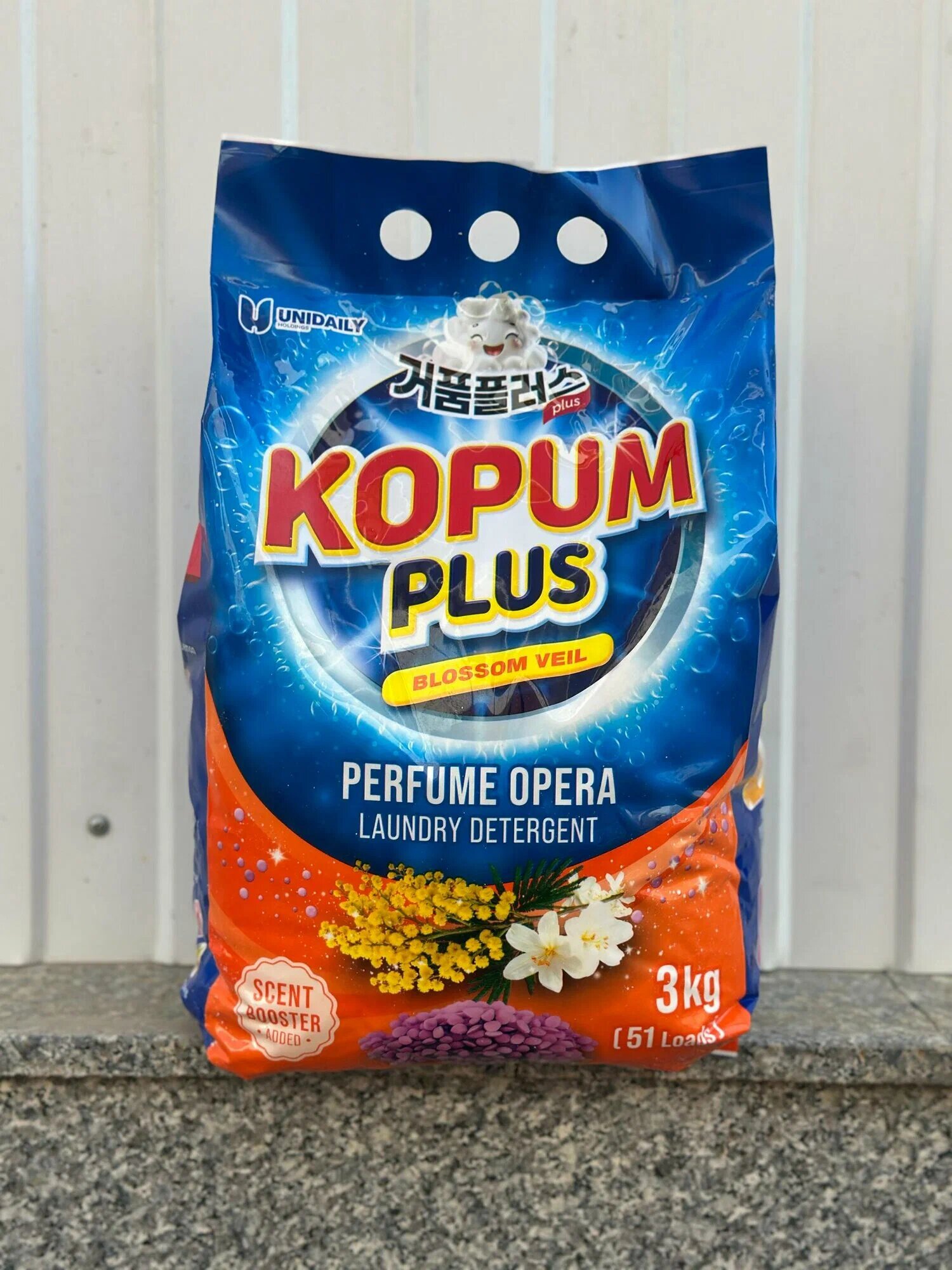 KOPUM PLUS Blossom Veil стиральный порошок — 3 кг (51 стирка), с ароматом цветов, с добавкой Scent Booster