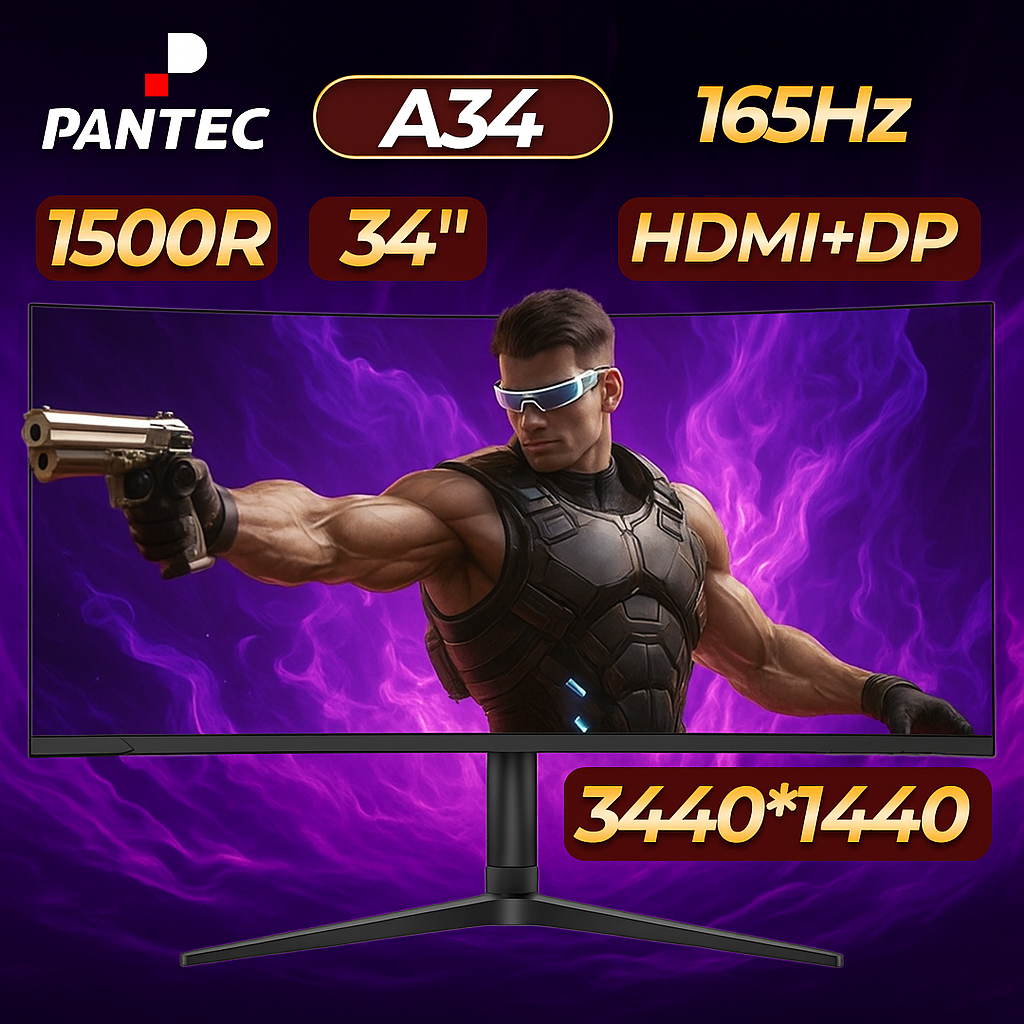 Pantec 34-дюймовый изогнутый монитор с разрешением 3440×1440