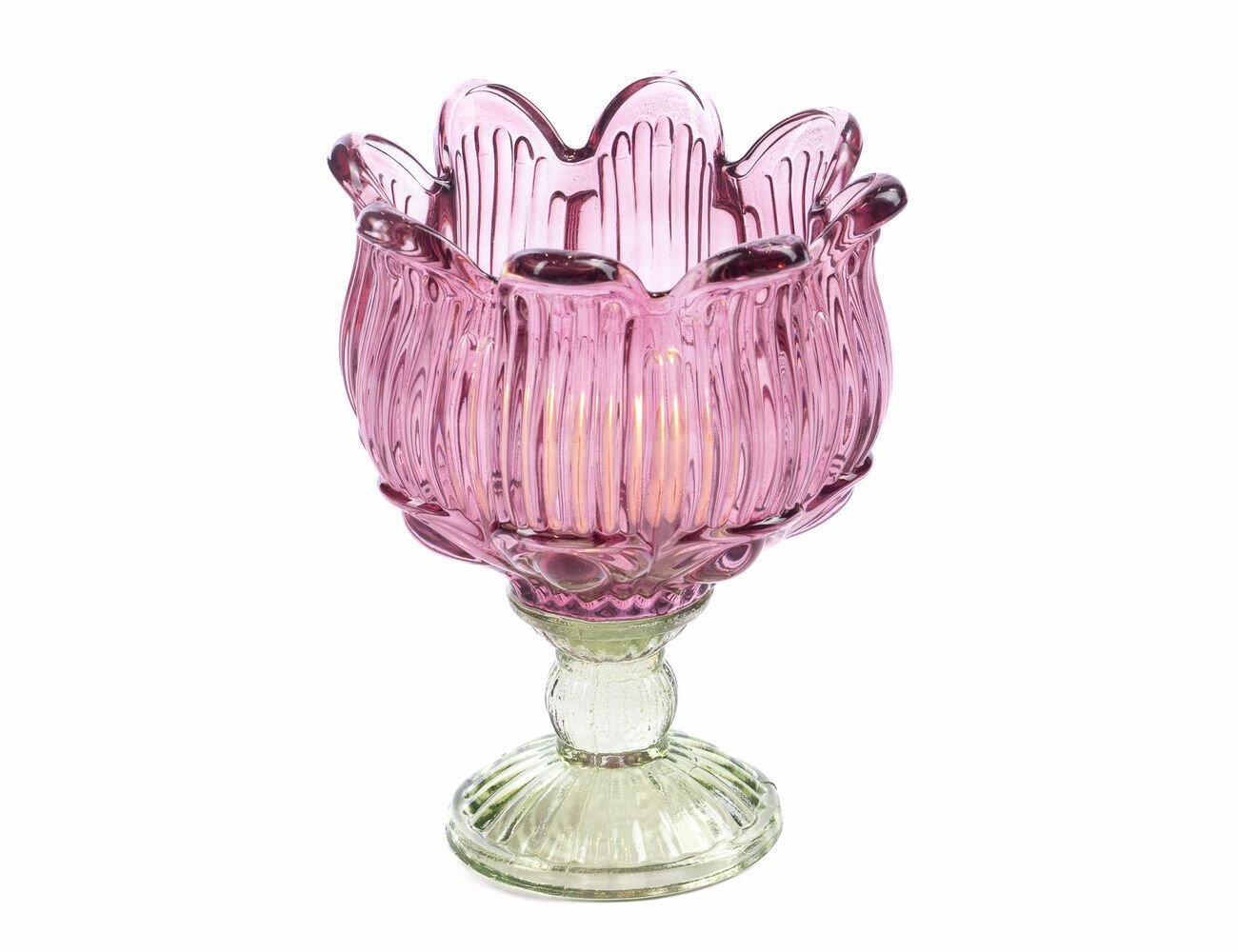 Декоративный подсвечник вечерний лотос стекло 16 см Goodwill FI10602