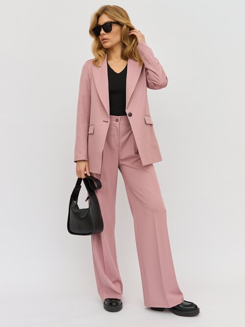 Костюм BrandStoff, жакет и брюки, свободный силуэт, размер 44, розовый