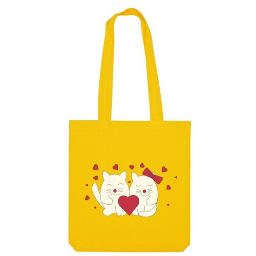 Сумка шоппер Us Basic, желтый сумка влюбленные котики серый