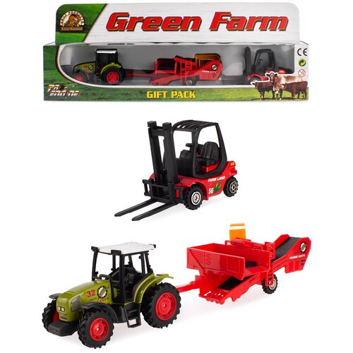 фото Детский игровой набор serinity toys "фермер", трактор с прицепом+техника. зеленый