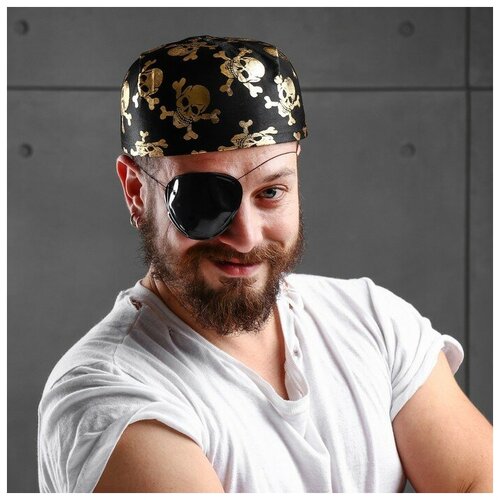 карнавальная шляпа пират с пером р р 56 58 Карнавальная шляпа-бандана Пират, с черепами, р-р. 56-58, цвета микс