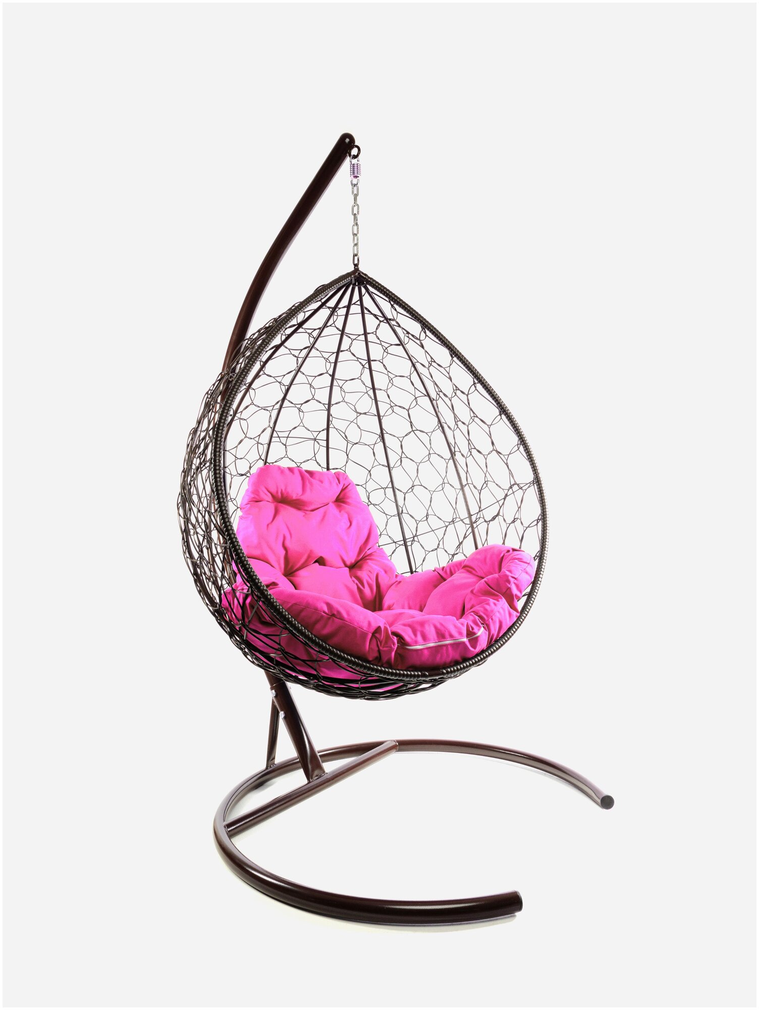 Подвесное кресло m-group капля ротанг коричневое, розовая подушка - фотография № 1