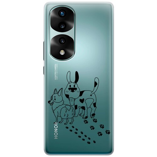 Силиконовый чехол с принтом Funny doggies для Honor 70 Pro / Honor 70 Pro+ / Хонор 70 / 70 Про Плюс силиконовый чехол бушующее море на honor 70 pro honor 70 pro хонор 70 70 про плюс с эффектом блика