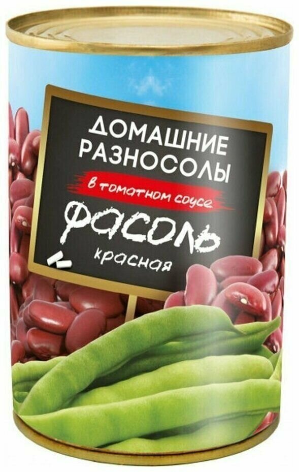 Домашние Разносолы Фасоль красная в томатном соусе,425мл