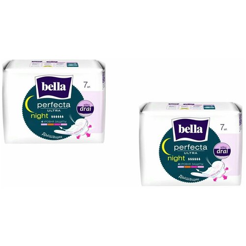 Прокладки Bella Perfecta Ultra Night с сеточкой Silky Drai, 7шт/уп * 2уп