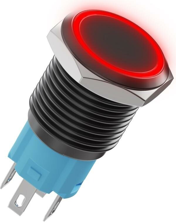 Кнопка выключатель (тумблер) GSMIN K4B ON-OFF 5А 12В AC 5Pin с подсветкой 16мм (Красный) - фотография № 2