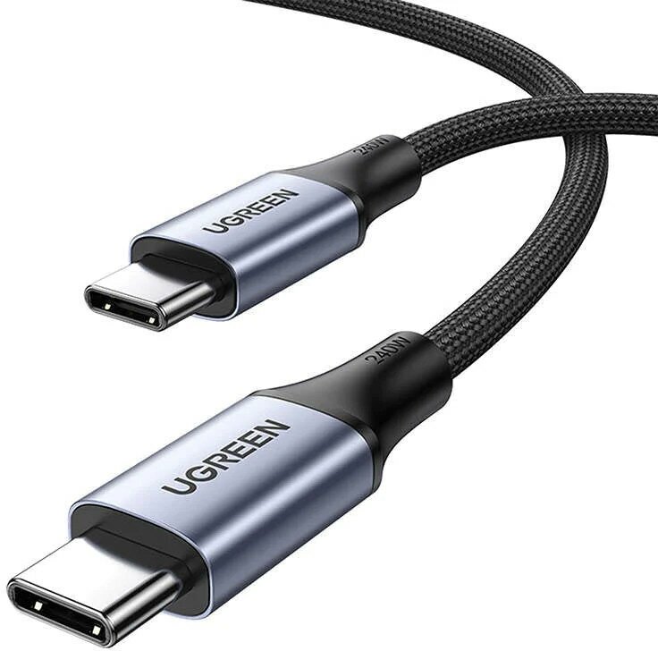 Кабель UGREEN US535 (15311) USB-C to USB-C 240W PD Fast Charging Cable (1 метр) серый космос