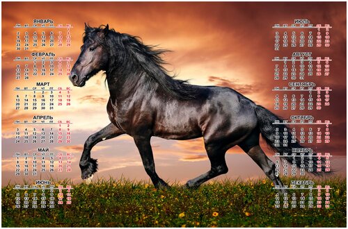 Календарь настенный листовой 2023 год / плакат / Конь