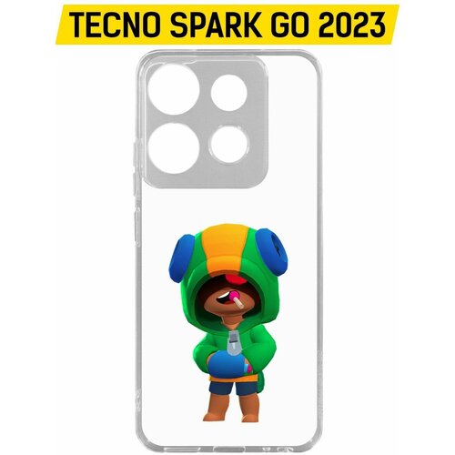 Чехол-накладка Krutoff Clear Case Brawl Stars-Леон для TECNO Spark Go 2023 чехол накладка krutoff clear case brawl stars спайк для tecno spark go 2023