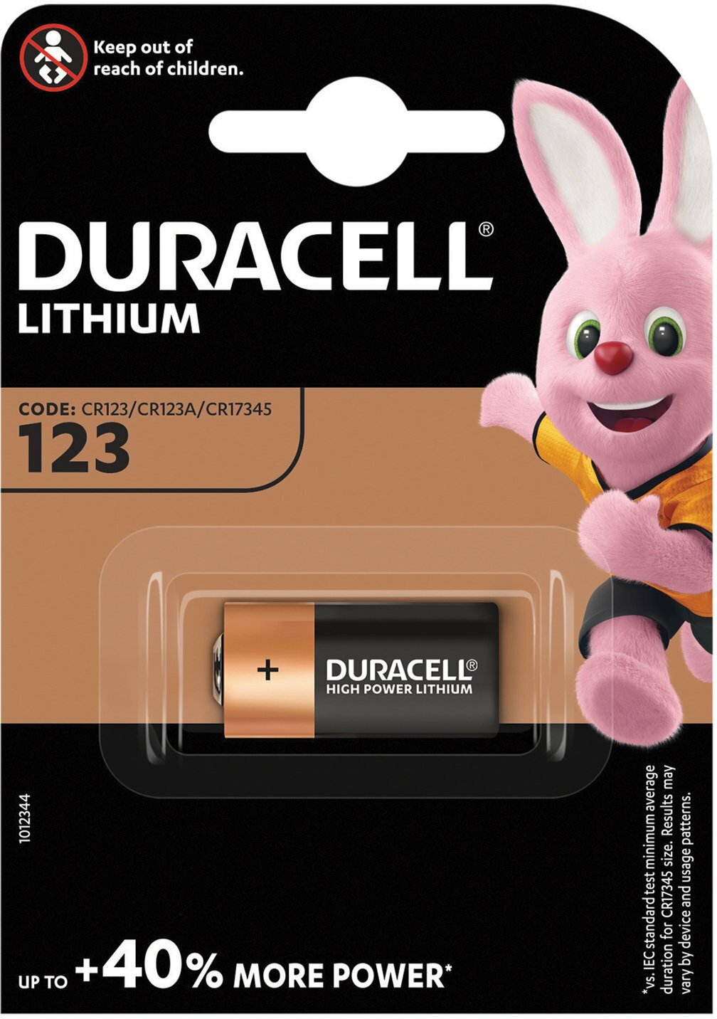 Батарейка Duracell Ultra CR123, Lithium, 1 шт в блистере, 3 В (75058646)