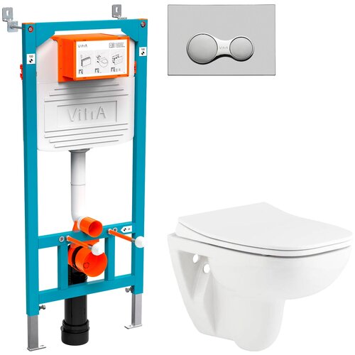 Комплект Унитаз подвесной Seramiksan Petite A101002H + Система инсталляции для унитазов VitrA 800-2010 с кнопкой смыва, хром