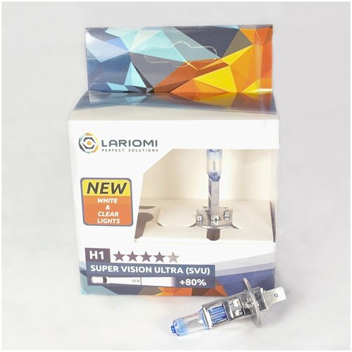 Lariomi лампа галогенная h1 12v 55w p14.5s super vision ultra (+80%) (коробка 2 шт.) lb1106svu