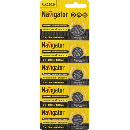 Элемент питания Navigator 94 779 NBT-CR1616-BP5 батарейки литиевые navigator cr2450 94 766 nbt cr 5 штук