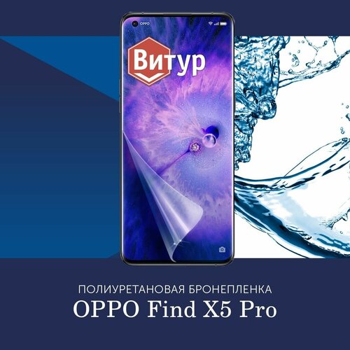 Полиуретановая бронепленка для OPPO Find X5 Pro / Защитная плёнка с вырезом под камеру, на весь экран / Глянцевая