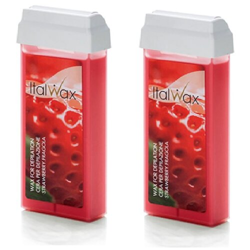 фото Italwax воск для депиляции теплый клубника strawberry в картридже 200 мл (2 штуки по 100 мл), набор, италия