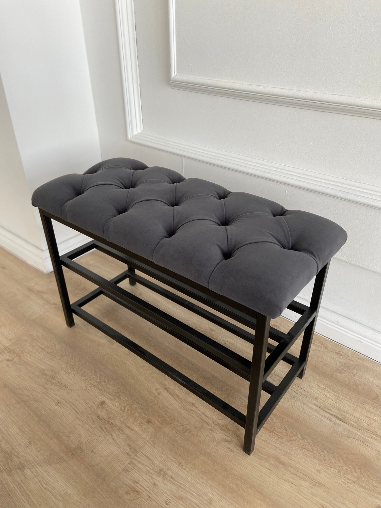 фото Обувница в прихожую с сиденьем велюр