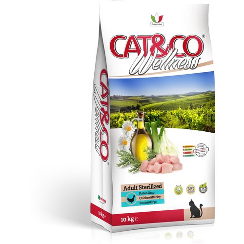 Wellness Cat&Co Adult Sterilized корм для взрослых стерилизованных кошек Курица и ячмень, 10 кг.