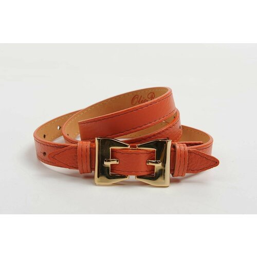 фото Ремень olio rosti, натуральная кожа, для женщин, длина 110 см., оранжевый