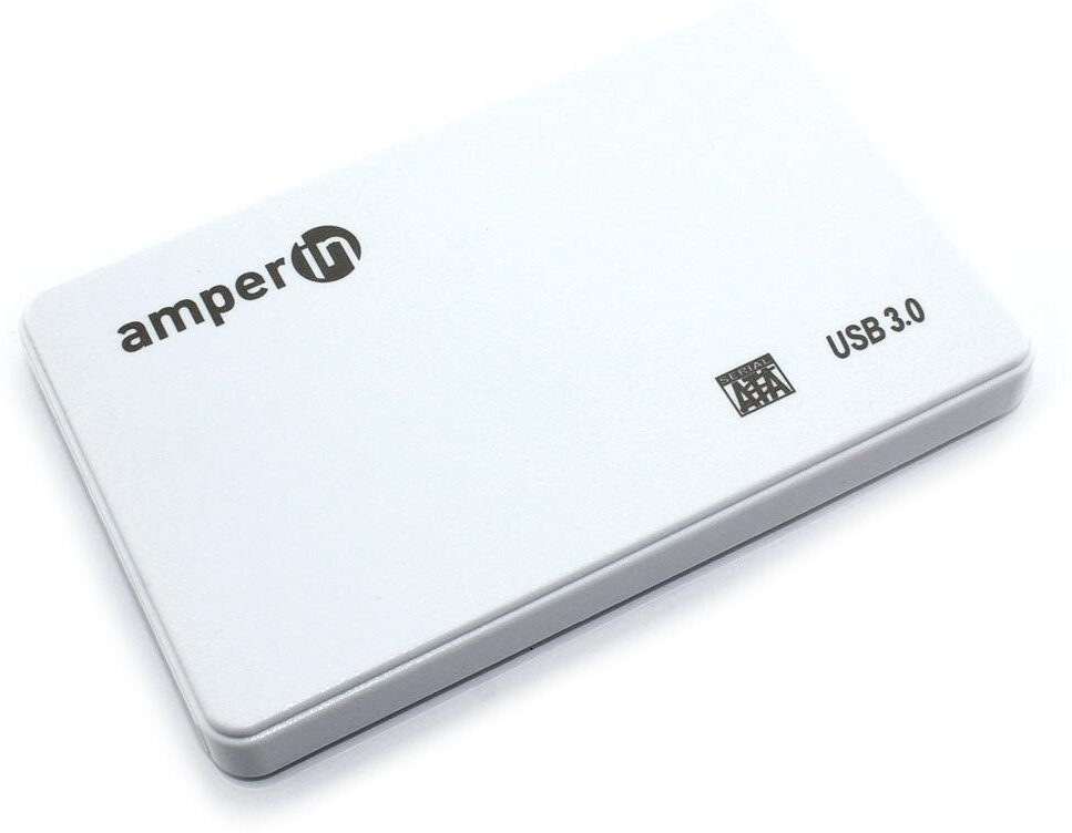 Корпус для жесткого диска Amperin AM25U3PW 2,5", USB 3.0, пластиковый, белый