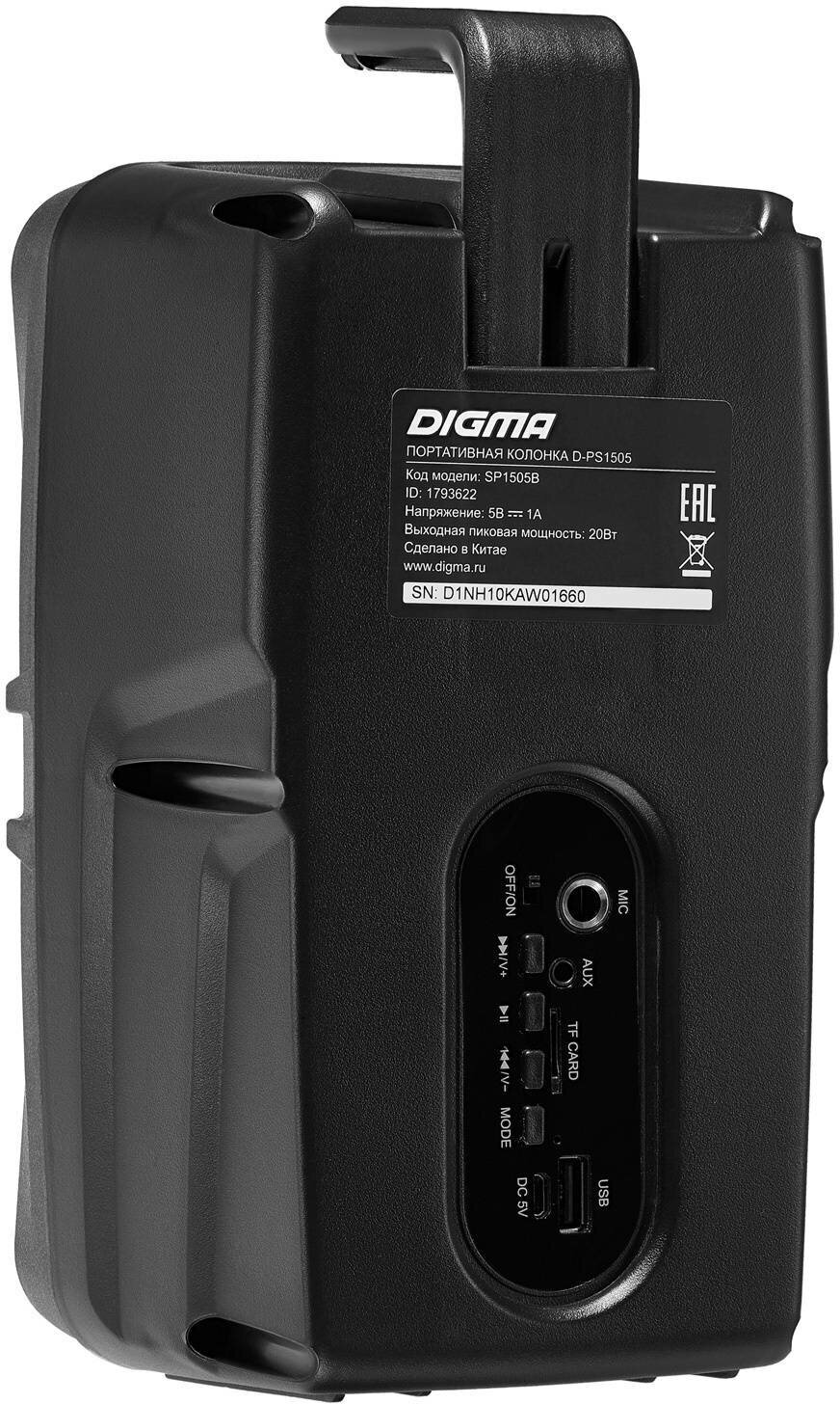 Колонка портативная Digma D-PS1505, 20Вт, черный (sp1505b) - фото №18