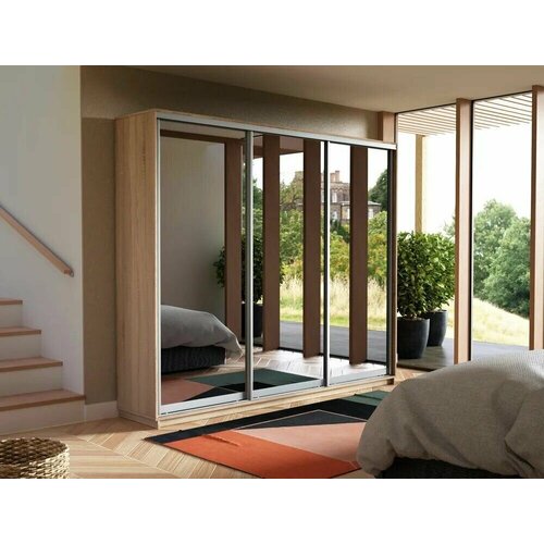 Шкаф-купе 2,4 Экспресс 3-х дверный 240х220х45 Зеркало Сонома