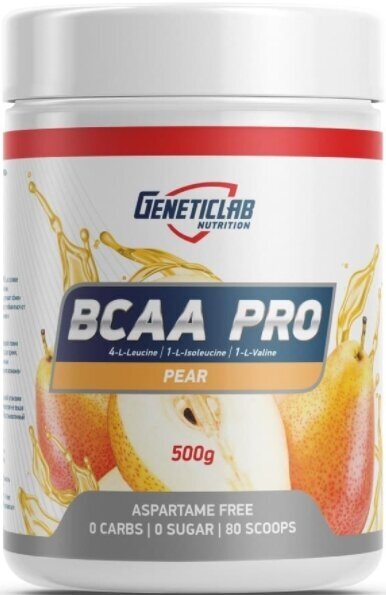 Аминокислоты BCAA (БЦАА), Geneticlab Nutrition, BCAA Pro, 500 г, Груша